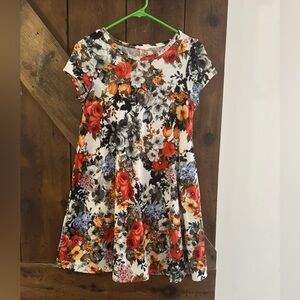 Pinc Floral Mini Dress - Red, Orange, Black, White